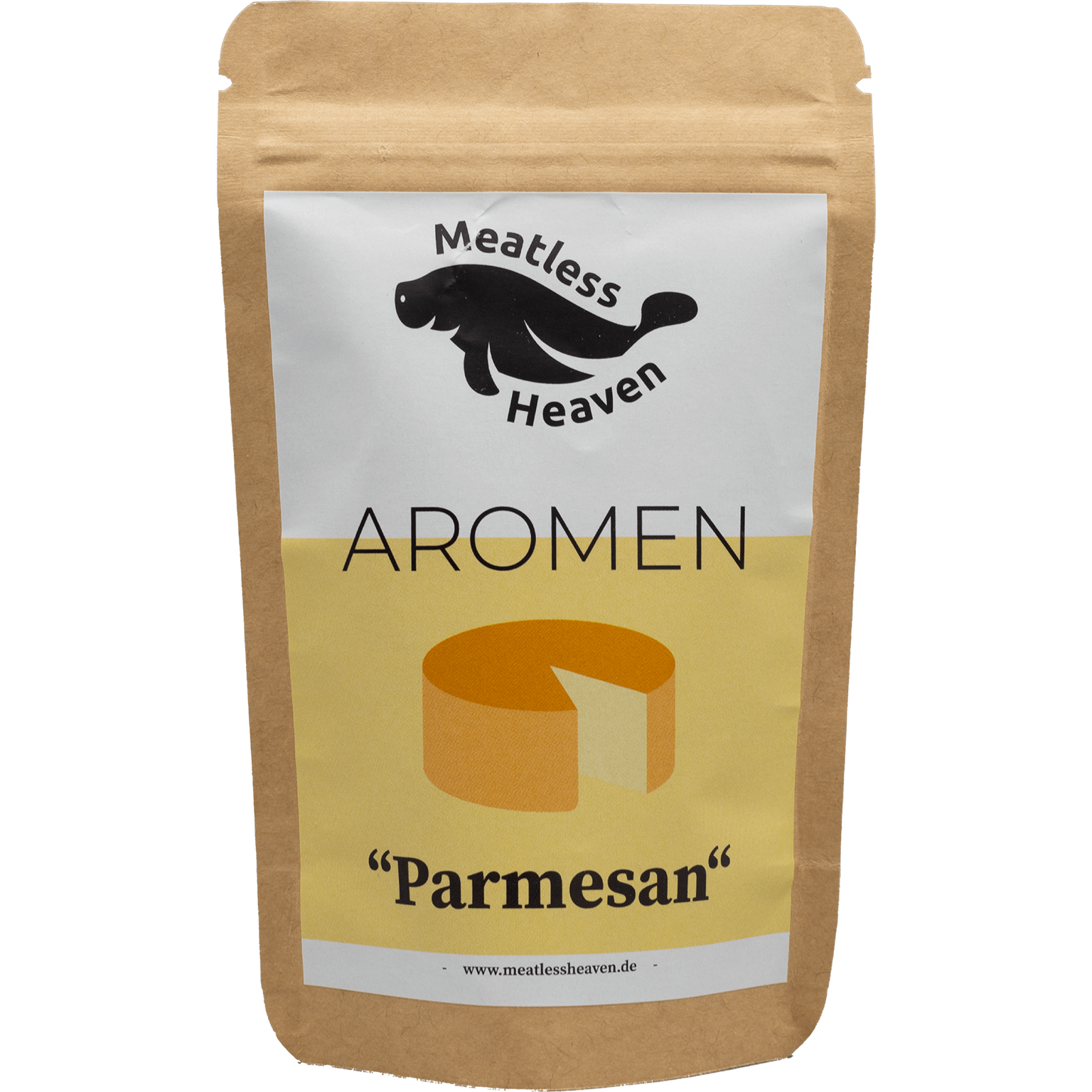 Veganes Parmesan-Aroma von Meatless Heaven in Verpackung
